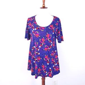 LulaRoe Captain Hook Peter Pan Melissa Tunic Disney Purple Top Shirt Medium